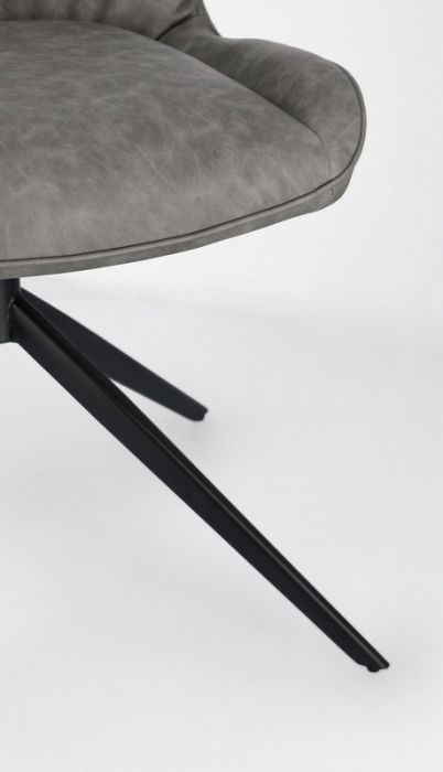Silla Símil Piel Gris Oscuro Acero, 50 Cm