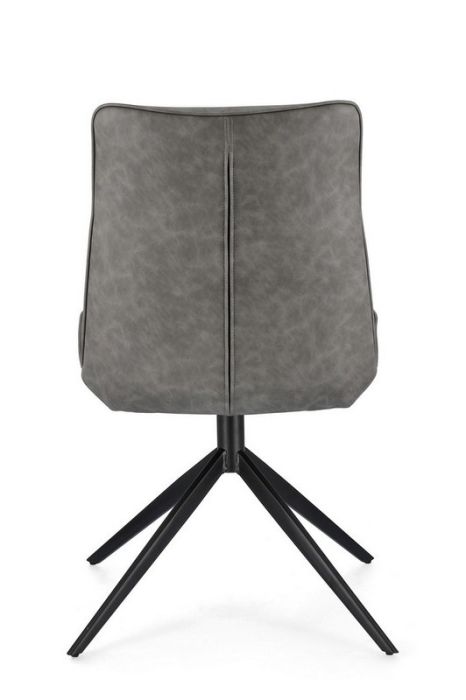 Silla Símil Piel Gris Oscuro Acero, 50 Cm