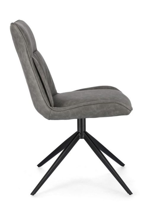 Silla Símil Piel Gris Oscuro Acero, 50 Cm