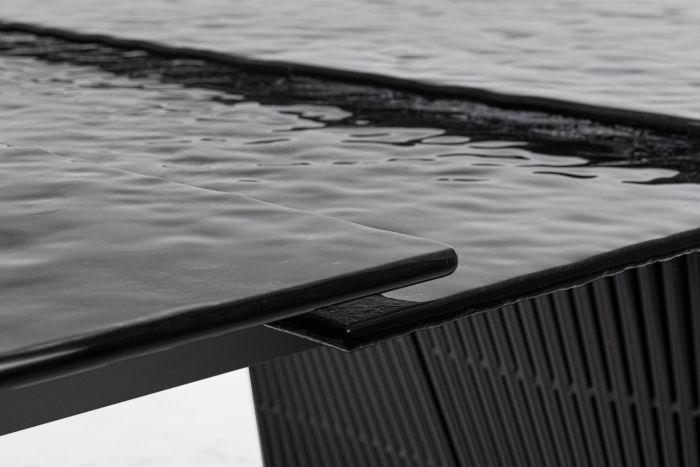 Mesa Extensible Negro Vidrio Acero, 180/220 Cm