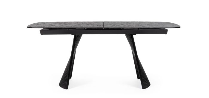 Mesa Extensible Negro Vidrio Acero, 180/220 Cm