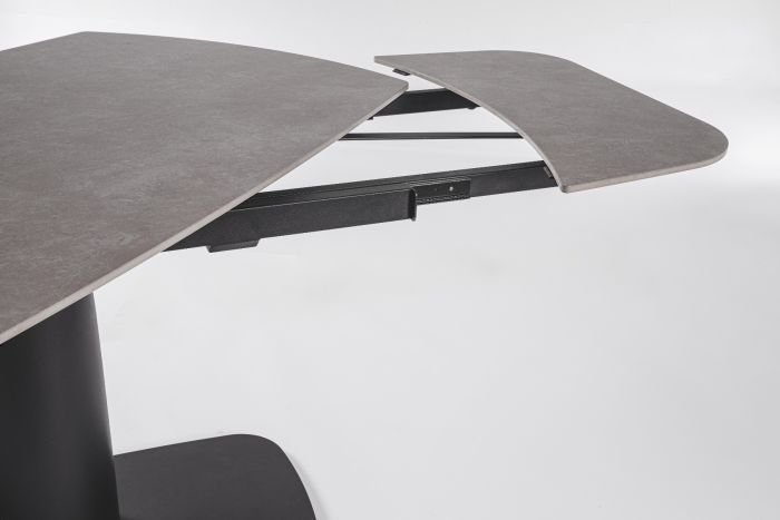 Mesa Extensible Gres Porcelánico Gris Mate Acero Negro, 140/200 Cm