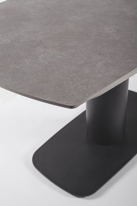 Mesa Extensible Gres Porcelánico Gris Mate Acero Negro, 140/200 Cm