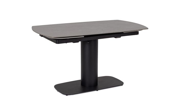 Mesa Extensible Gres Porcelánico Gris Mate Acero Negro, 140/200 Cm