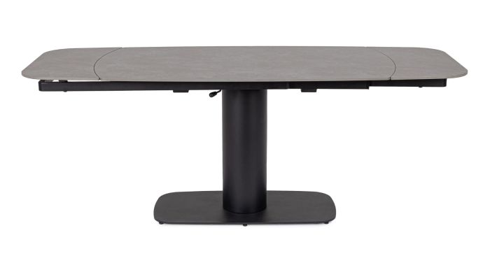 Mesa Extensible Gres Porcelánico Gris Mate Acero Negro, 140/200 Cm