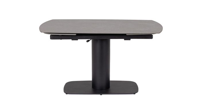 Mesa Extensible Gres Porcelánico Gris Mate Acero Negro, 140/200 Cm