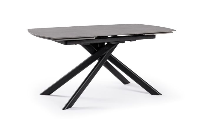 Mesa Extensible Negro Gres Acero, 160/240 Cm