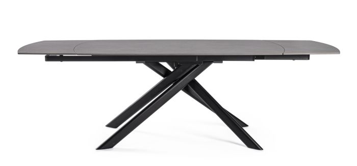 Mesa Extensible Negro Gres Acero, 160/240 Cm