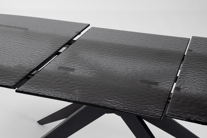Mesa Extensible Cristal Templado Acero Negro, 180/240 Cm