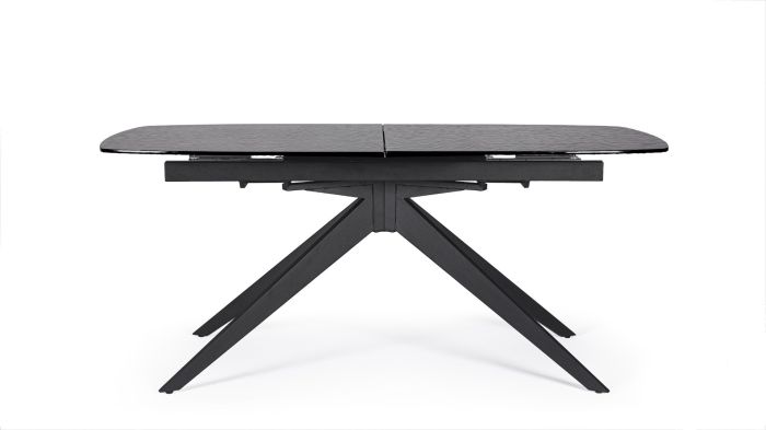 Mesa Extensible Cristal Templado Acero Negro, 180/240 Cm