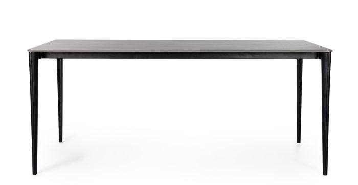 Mesa Comedor Negro Gris Porcelánico Acero, 180 Cm