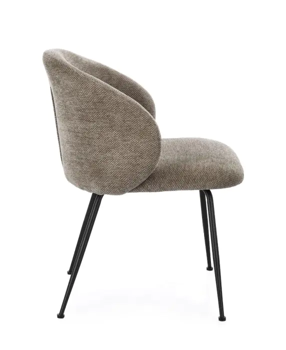 Silla Comedor Tapizado Visón Oscuro Acero, 59'5 Cm