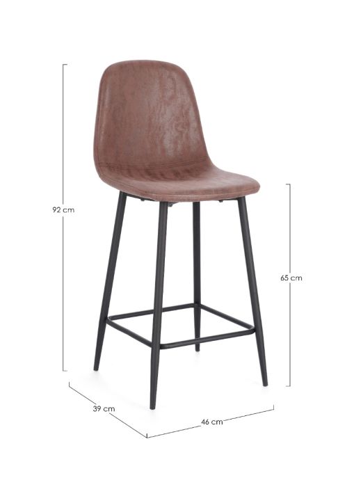 Taburete Cocina Cuero Sintético Color Cognac, 46 Cm