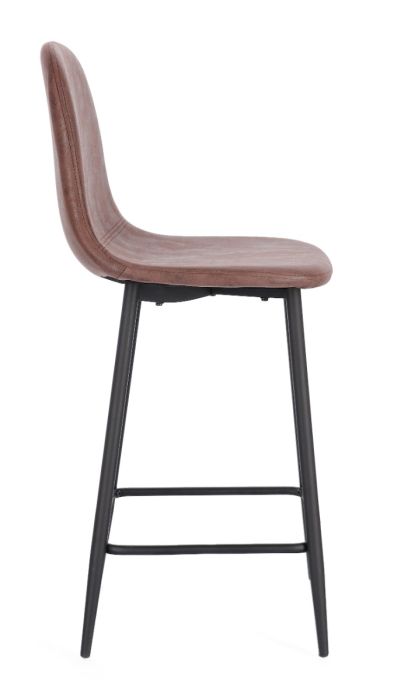 Taburete Cocina Cuero Sintético Color Cognac, 46 Cm