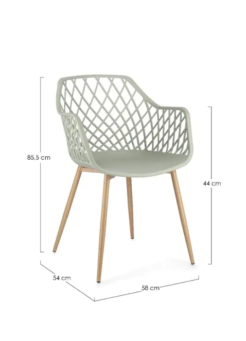 Silla Exterior Verde Acero Efecto Madera, 58 Cm