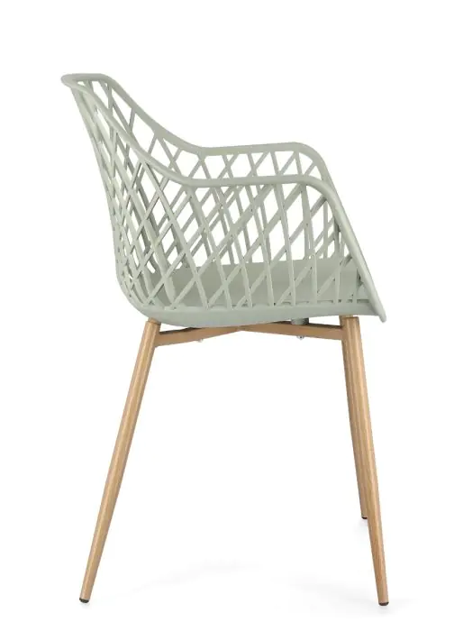 Silla Exterior Verde Acero Efecto Madera, 58 Cm