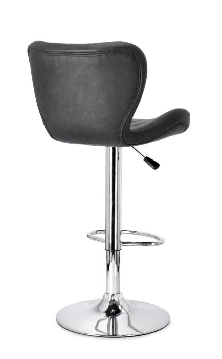 Taburete Bar Gris Oscuro Acero Cromado, 47 Cm