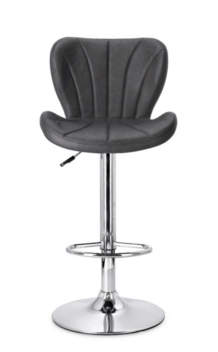 Taburete Bar Gris Oscuro Acero Cromado, 47 Cm