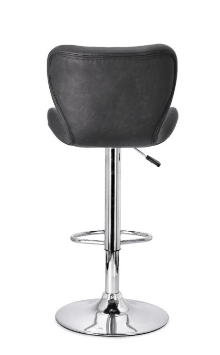 Taburete Bar Gris Oscuro Acero Cromado, 47 Cm