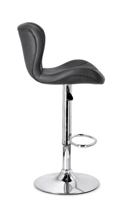 Taburete Bar Gris Oscuro Acero Cromado, 47 Cm