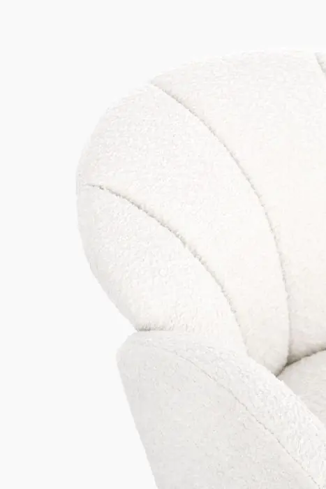 Sillón Giratorio Tejido Rizo Blanco Acero, 70 Cm