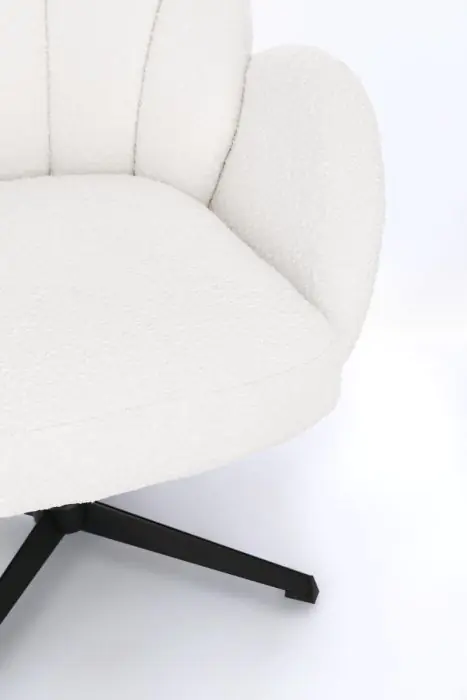 Sillón Giratorio Tejido Rizo Blanco Acero, 70 Cm