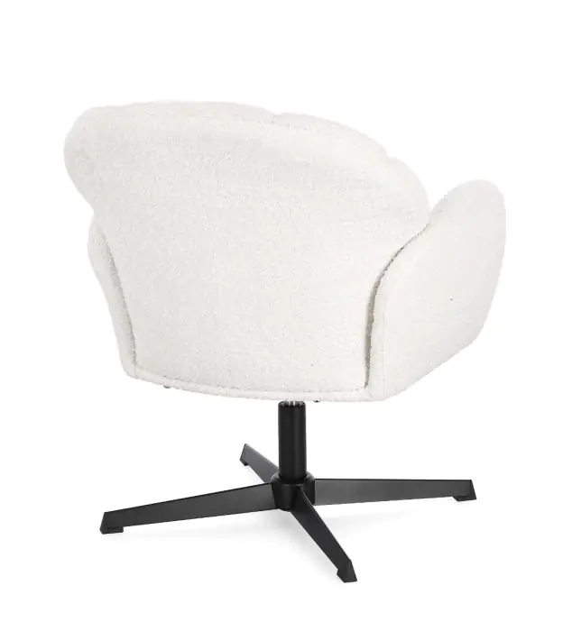 Sillón Giratorio Tejido Rizo Blanco Acero, 70 Cm