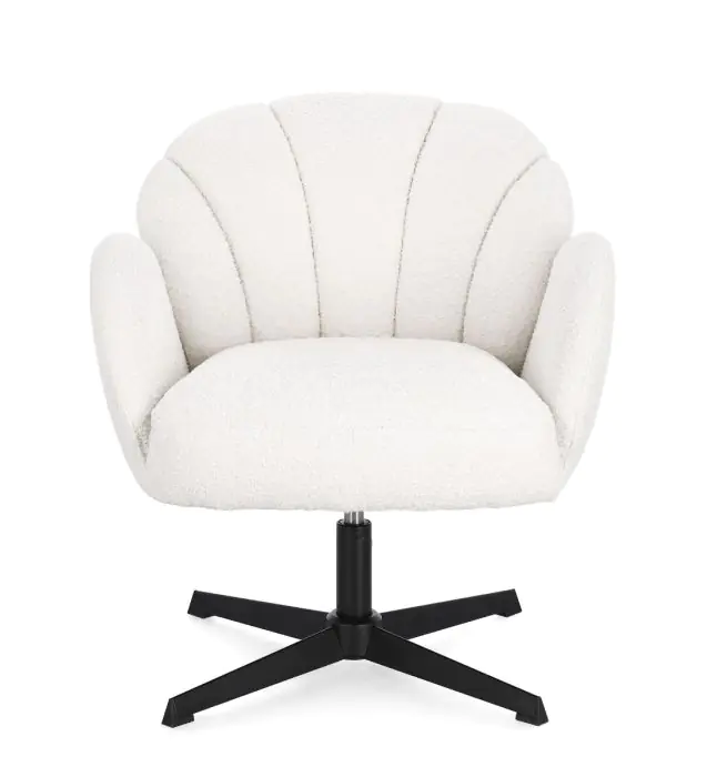 Sillón Giratorio Tejido Rizo Blanco Acero, 70 Cm