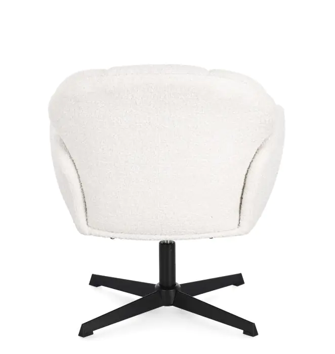 Sillón Giratorio Tejido Rizo Blanco Acero, 70 Cm