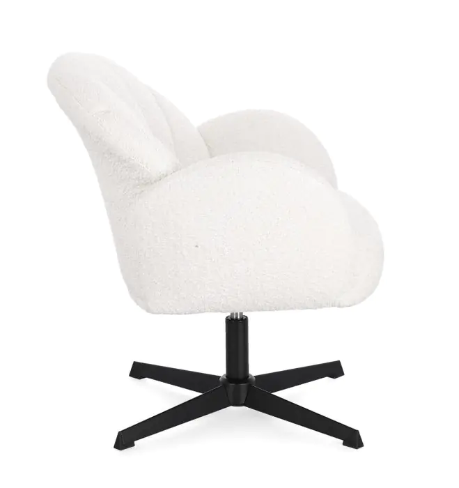 Sillón Giratorio Tejido Rizo Blanco Acero, 70 Cm