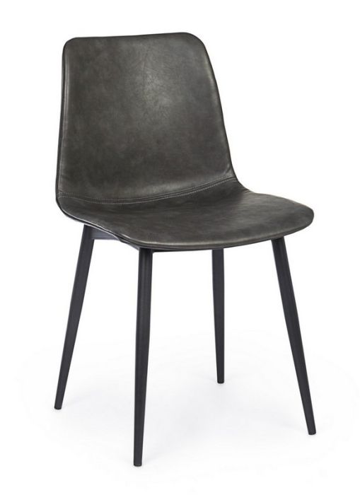 Silla Kyra Estilo Industrial Acero Barnizado Polipropileno Gris Antracita, 44 Cm