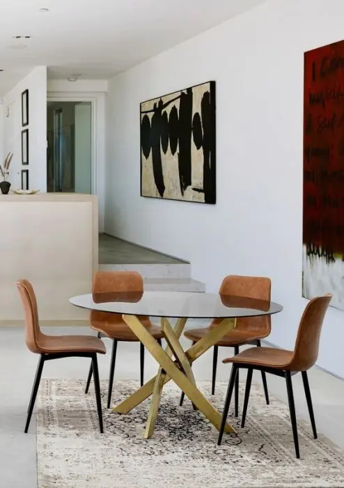 Silla Símil Piel Marrón Acero Barnizado Negro, 44 Cm