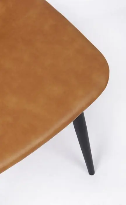 Silla Símil Piel Marrón Acero Barnizado Negro, 44 Cm