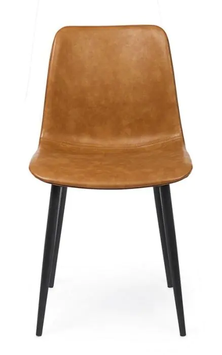 Silla Kyra Símil Piel Marrón Acero Barnizado Negro, 44 Cm