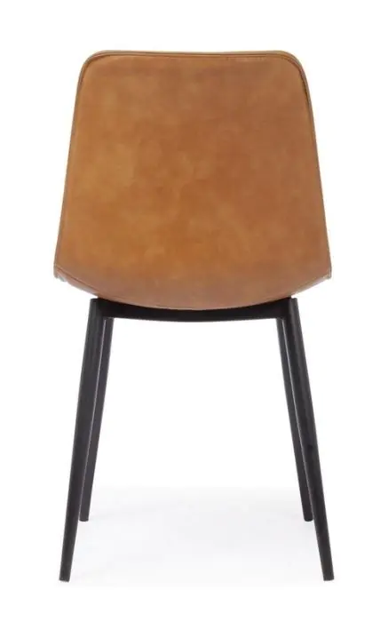 Silla Símil Piel Marrón Acero Barnizado Negro, 44 Cm