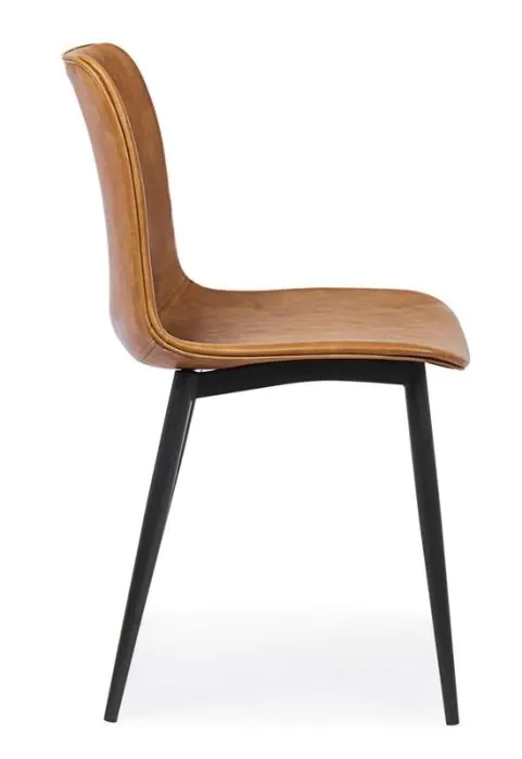 Silla Símil Piel Marrón Acero Barnizado Negro, 44 Cm