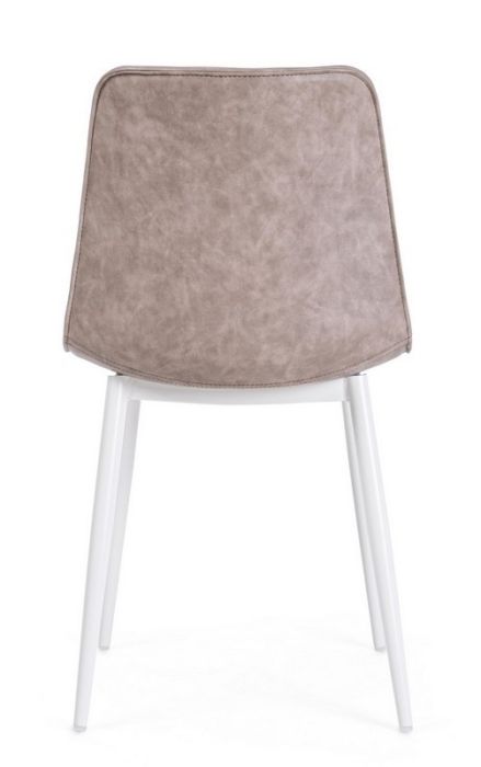 Silla Símil Piel Marrón Acero Barnizado, 44 Cm