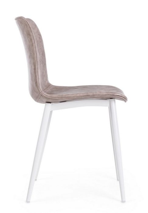 Silla Símil Piel Marrón Acero Barnizado, 44 Cm