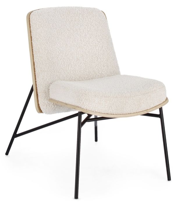 Sillón Emerson Tejido Bouclé Madera Acero, 59 Cm