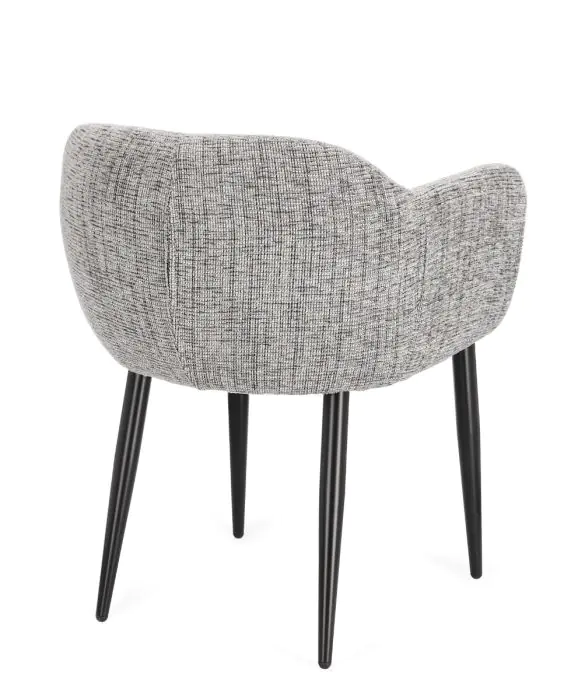 Silla Tejido Gris Claro Acero Negro, 59 Cm