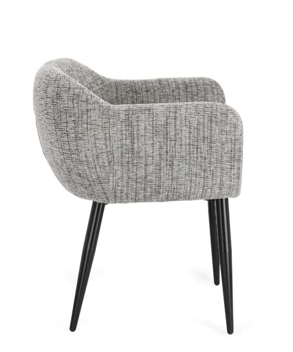 Silla Tejido Gris Claro Acero Negro, 59 Cm