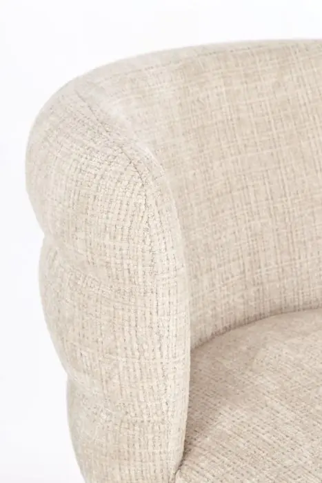 Silla Tejido Beige Patas Madera Roble, 60 Cm