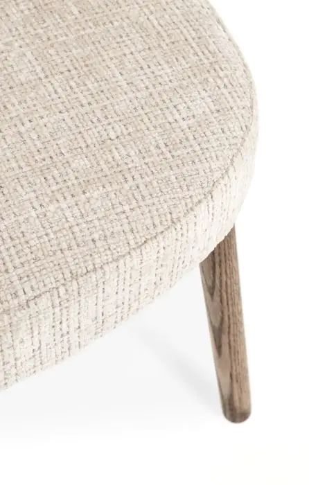 Silla Tejido Beige Patas Madera Roble, 60 Cm