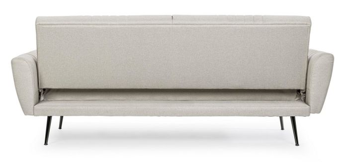 Sofá Cama Tejido Beige Acero Cromado, 210 Cm