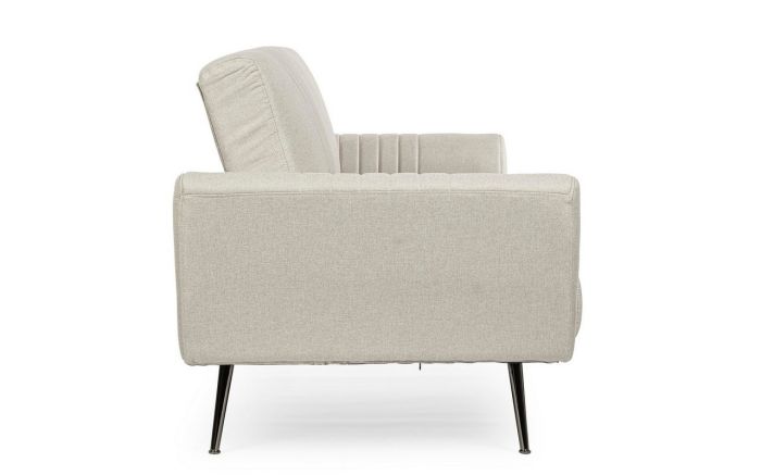Sofá Cama Tejido Beige Acero Cromado, 210 Cm