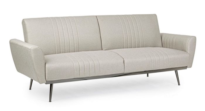 Sofá Cama Johnny Tejido Beige Acero Cromado, 210 Cm