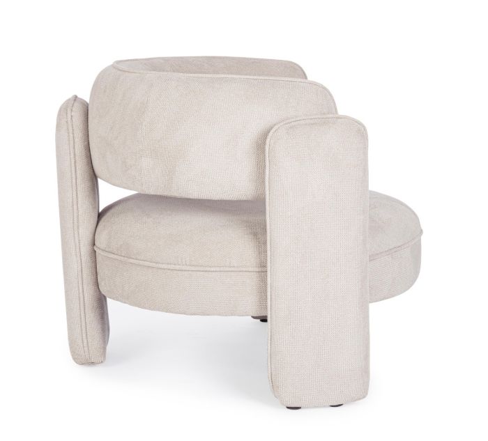 Sillón Diseño Tejido Beige Madera, 94 Cm