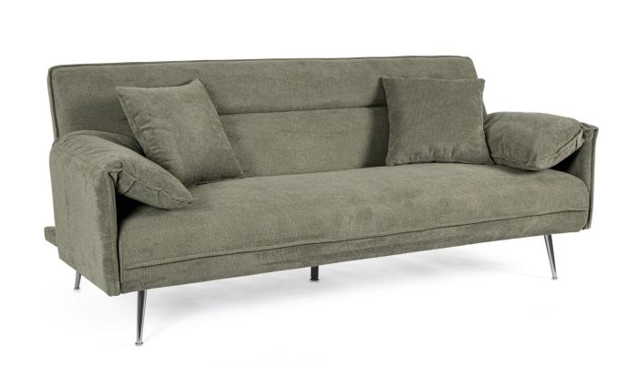 Sofá Cama Libro 3 Plazas Acabado Verde Oliva, 200 Cm