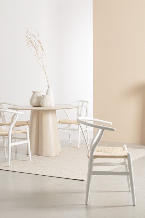 Silla Comedor Cuerda Madera Olmo Blanco, 49 Cm