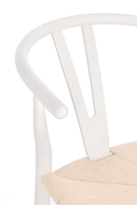 Silla Comedor Cuerda Madera Olmo Blanco, 49 Cm